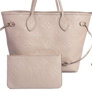 Authentic LOUIS VUITTON Turtledove Empreinte Leather Neverfull MM Shoulder Bag